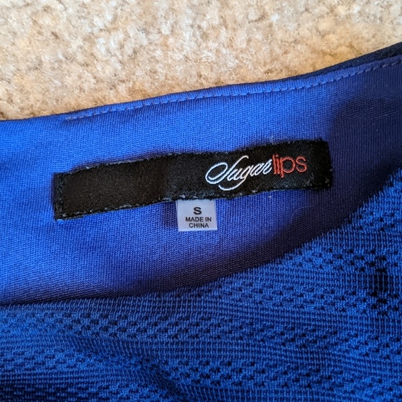 Blue Fit and Flare Dress with Cutouts - Picture 4 of 4